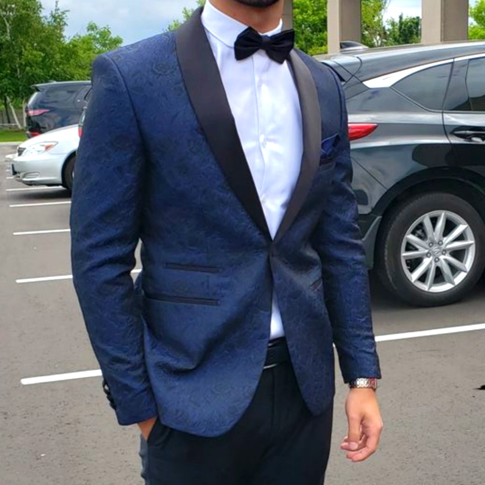 Brand New Neiman Marcus Navy Florel Tuxedo Jacket